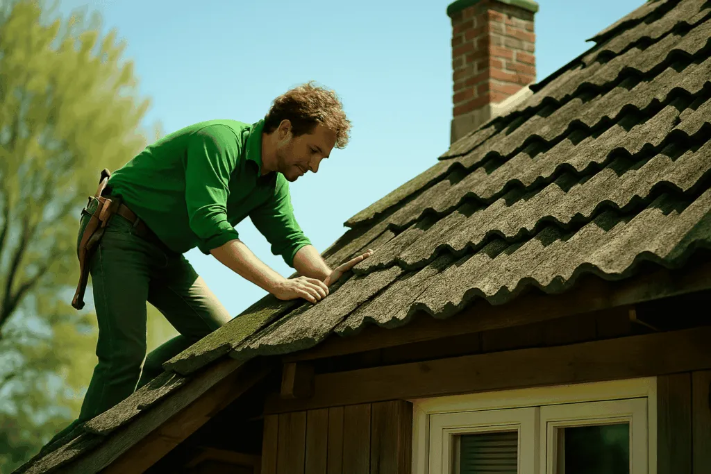 Dakdekker spoort een daklekkage op en herstelt het dak